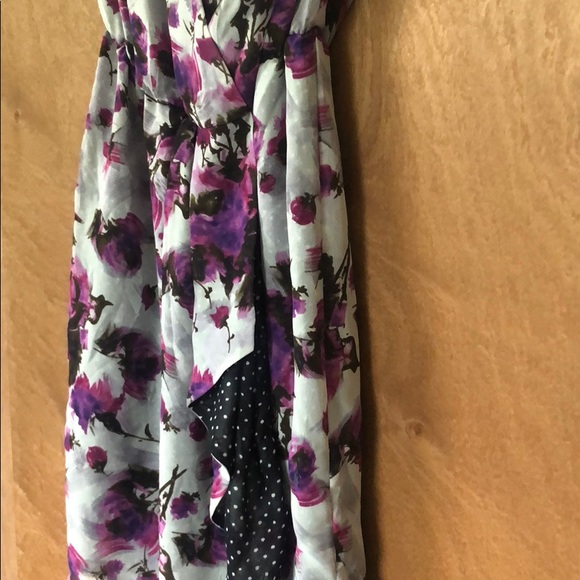 Purple / Gray Floral and Polka Dot Dress - Picture 2 of 6